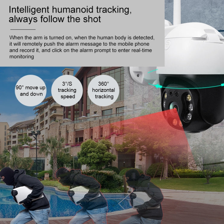 QX36 1080P 3.0MP 3.6mm Lens IP65 Waterproof PTZ 360 Degree Rotating WIFI Camera, Support Day and Night Full Color & Two-way Voice Intercom & Motion Humanoid Detection & Video Playback & 128GB TF Card, AU Plug, QX36 QX36 1080P 3.0MP 3.6mm Lens IP65 Waterproof PTZ 360 Degree Rotating WIFI Camera, Support Day and Night Full Color & Two-way Voice Intercom & Motion Humanoid Detection & Video Playback & 128GB TF Card, AU Plug, QX36